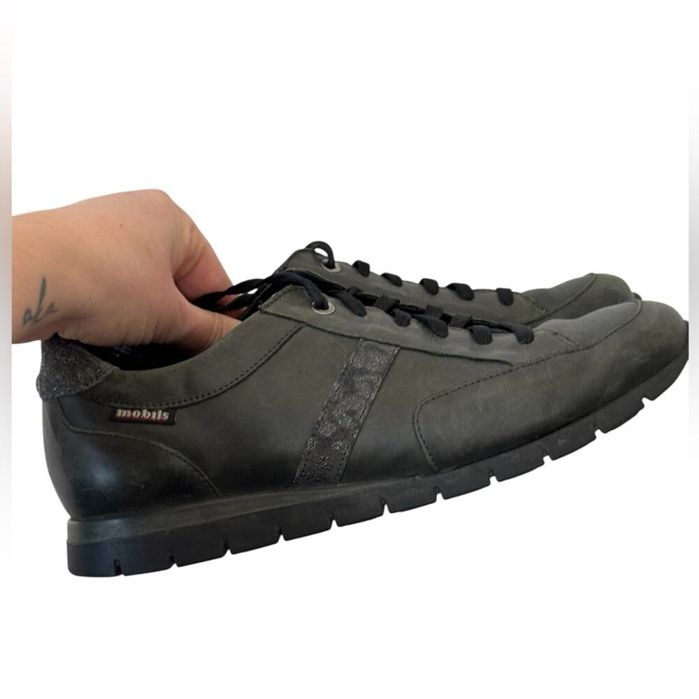 Mephisto Mobils Black Leather Trainers Sneakers Mens 7.5 Classic Comfort Luxury